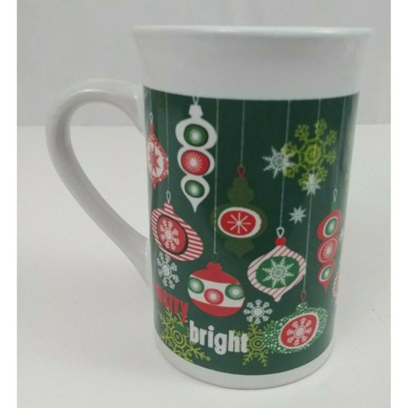 Royal Norfolk Merry Bright Christmas Ornament Christmas 4.5" Coffee Cup - Picture 3 of 7